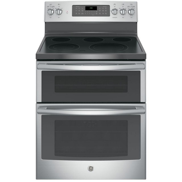 GE JB860SJSS 6.6 cu. ft. Double Oven Electric Range with Self-Cleaning Convection Oven (Lower Oven Only) in Stainless Steel